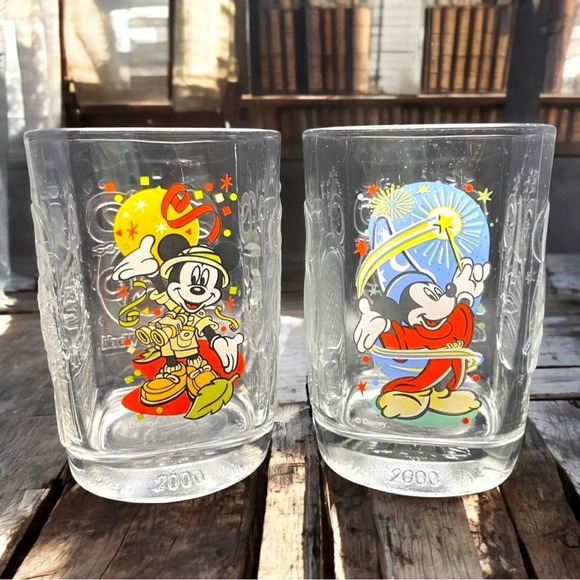 VINTAGE Y2K Disney McDonald’s Mickey Mouse Safari & Sorcerer Glasses - Set of 2 - Picture 1 of 9